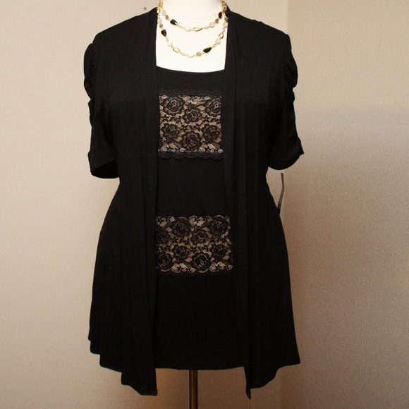 INC International Concepts Tops - NWT INC International Concepts Black + Nude Twofer